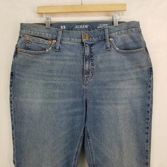 J. Crew 9" Demi‎ Bootcut Crop Jeans 33 High-rise Raw Hem Boot Jean - Picture 3 of 14